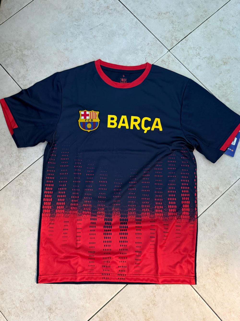FC Barcelona Barça Men's Navy & Red Short Sleeve Shirt